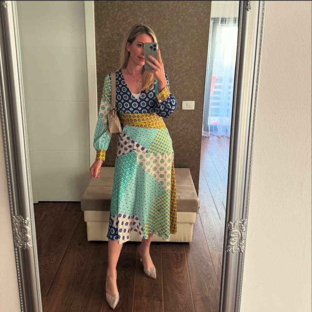 💙 PATCHWORK PRINT MIDI DRESS - Picture 2 of 13